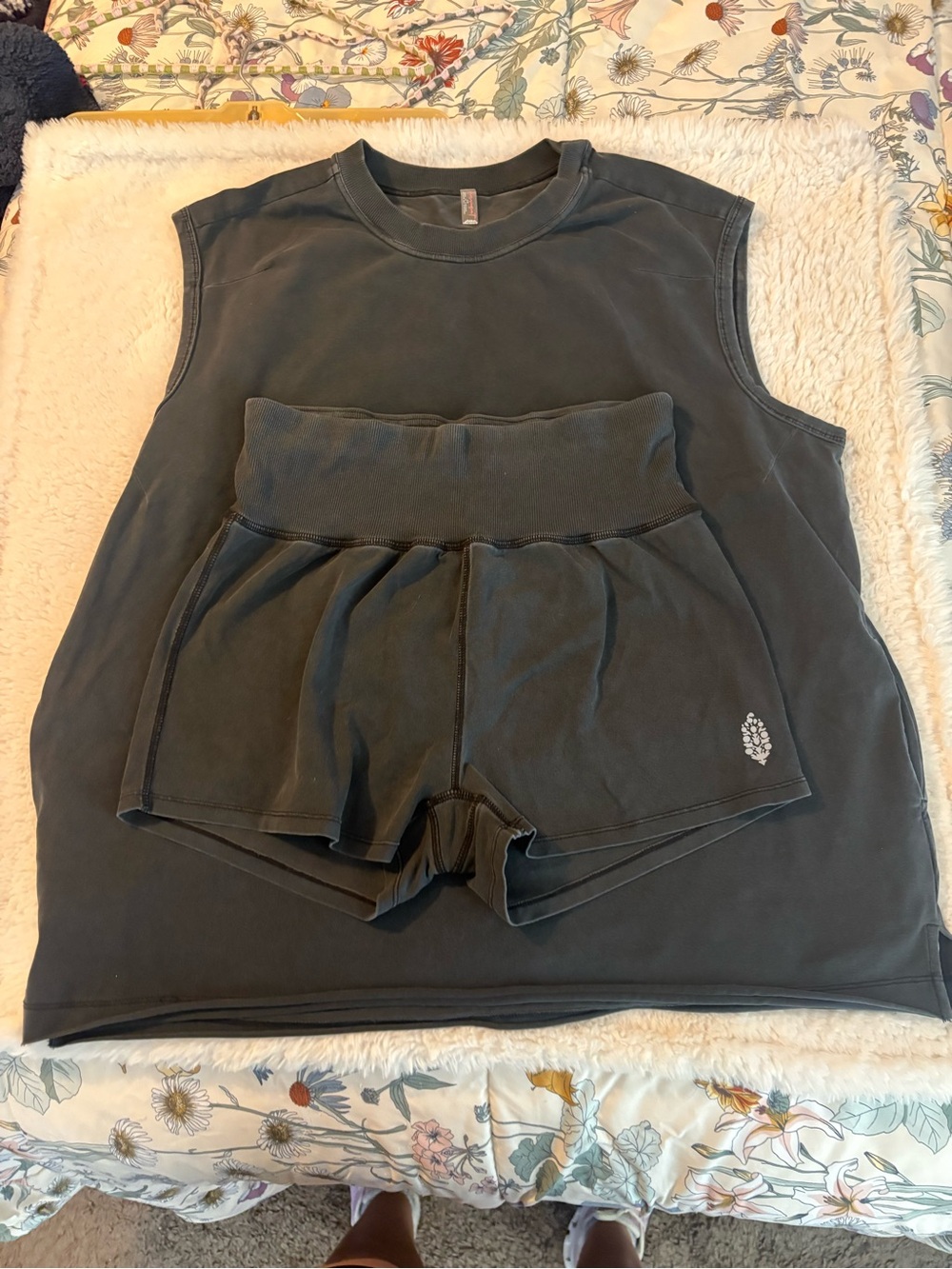 Free People Kovement Women’s Charcoal Sleeveless Top & High-Waist Shorts Set